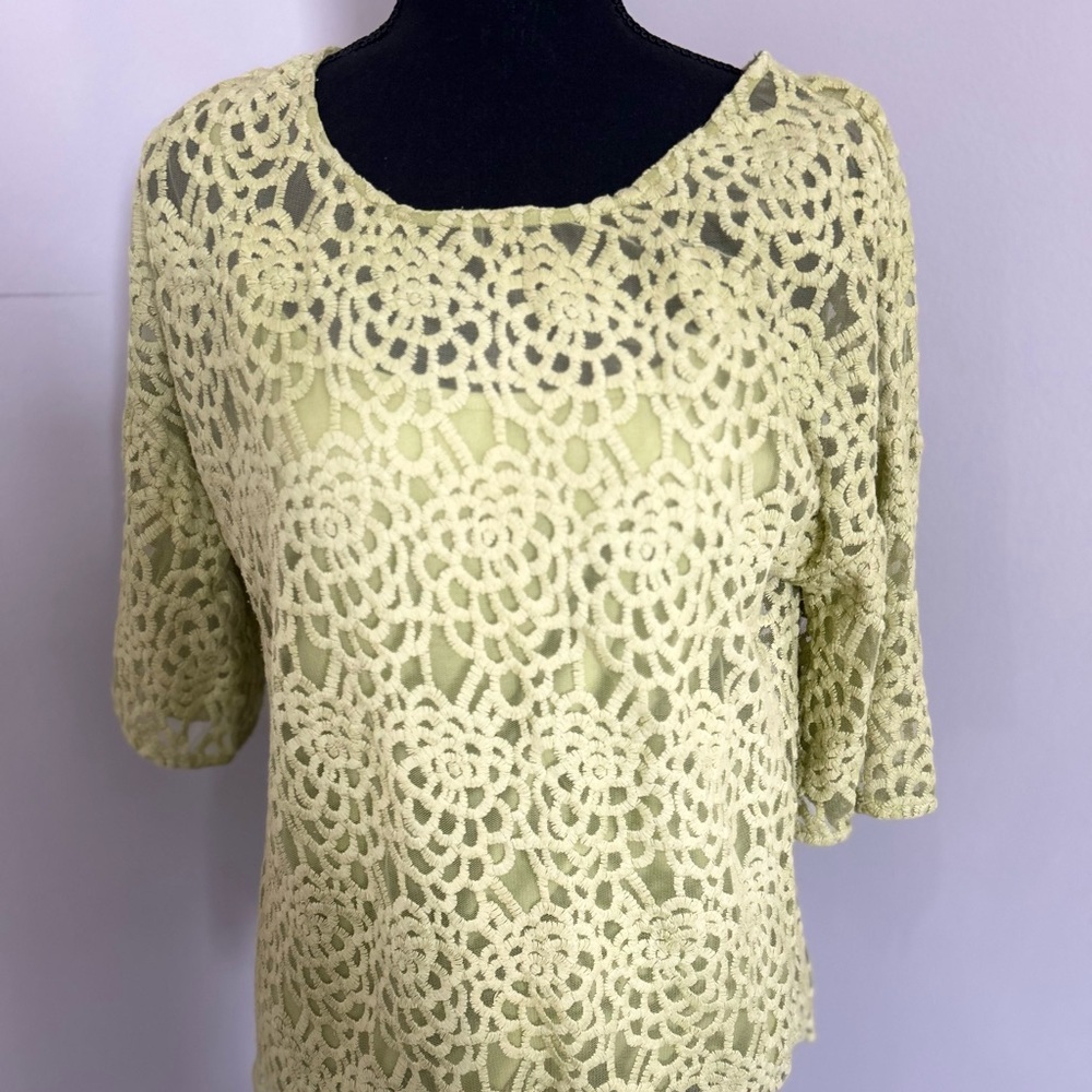 Sundance Pistachio Green Elegant Lace Women's Top, size M, NWOT